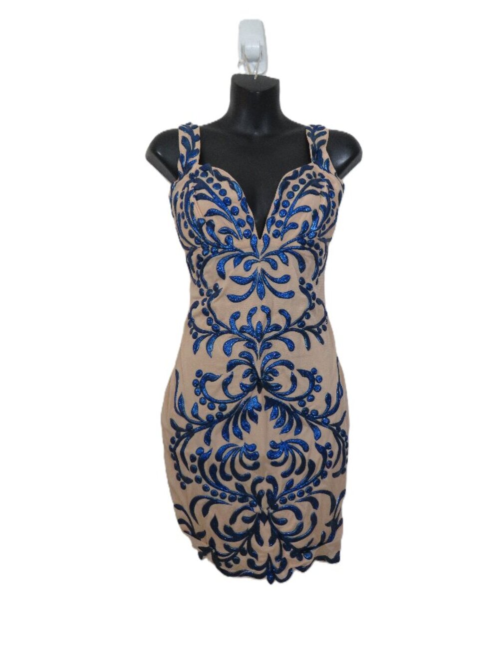 Holt Miami size Medium Bodycon Dress Hand Painted Blue Night Out Club NEW